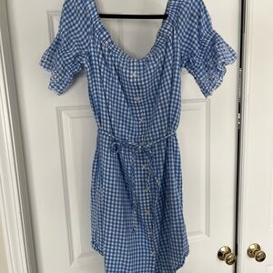 Old Navy Blue and White Gingham Button Down Dress